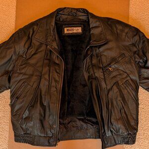 Prestige Brand Black Leather Jacket w/liner Mens Size L